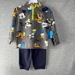 Disney Baby Mickey & friends Quarter Zip Pullover Pants Set Gray/Blue SZ 3T
